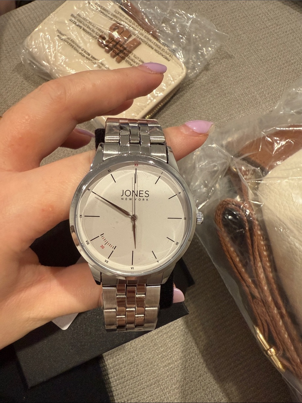 Jones New York Silver and White Stainless Steel Bracelet Watch